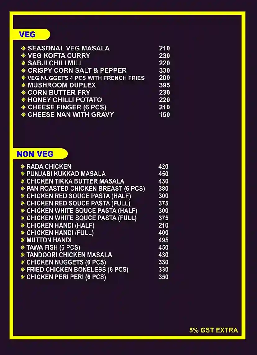 Hindusthan Hotel Menu